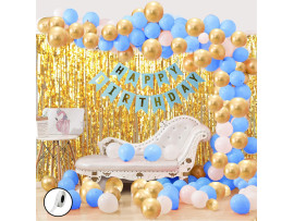 Blue White and Golden Birthday Balloons Combo for Kids Or Boys Birthday Decoration Items
